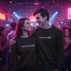 Matching Couple Sweatshirts – ‘He Stole My Heart’ & ‘She Stole My Hoodie’ – 100% Cotton Cozy Sweatshirts for Him & Her